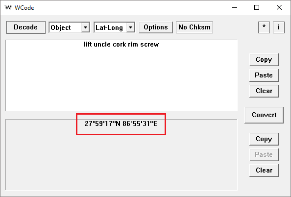 WCode desktop app - Lat-lng decode