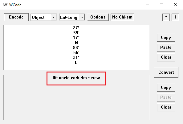 WCode desktop app - Lat-lng encode